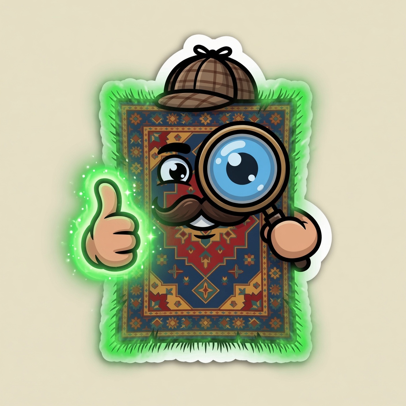 Ruggy giving a glowing green thumbs up